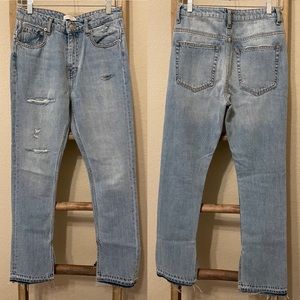 90s High Waisted Jeans with Split Hem